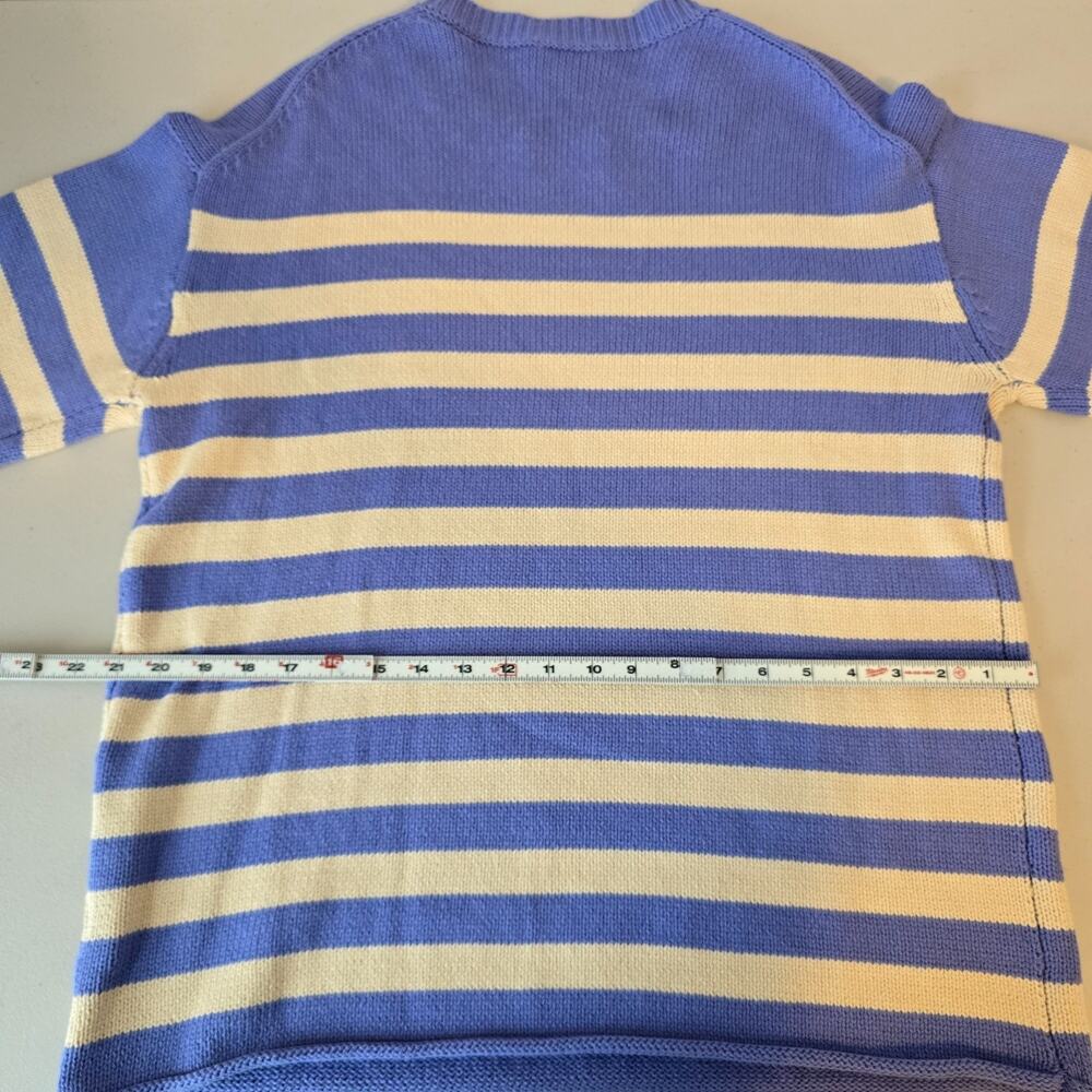 Heyson Tight Knit Sweater Women's L Purple & Light Cream Stripe Long Sleeve - Picture 13 of 16